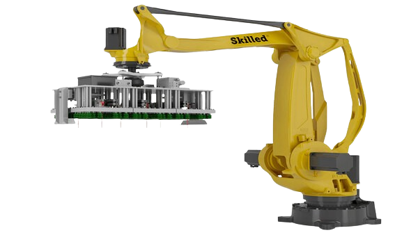 Skilled articulated industrial robot arm for automated picking, assembly, and material handling operations
