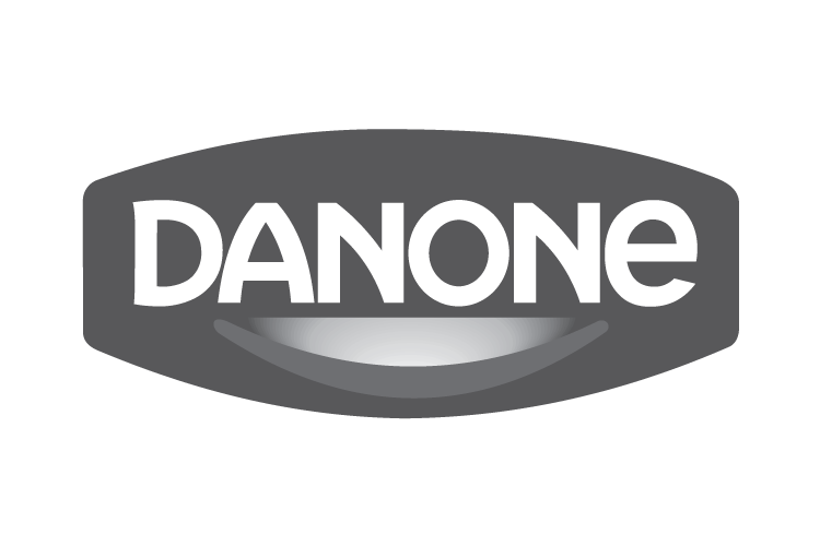 Danone logo representing a global food and beverage company specializing in dairy, nutrition, and plant-based products