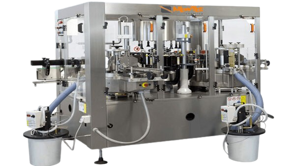 Newtec Leopard FIX rotary labeling machine for automatic cold glue label application on bottles and containers
