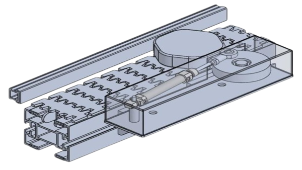 Aligner unit for MO pack handling accessories in automated packaging conveyor system for product alignment and positioning