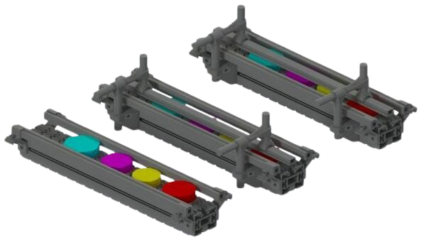 Guide rail configuration system for MO pack handling accessories in automated packaging conveyor line for product guidance and alignment