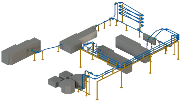 Modern oral conveying system for automated product transport and packaging line material handling solution